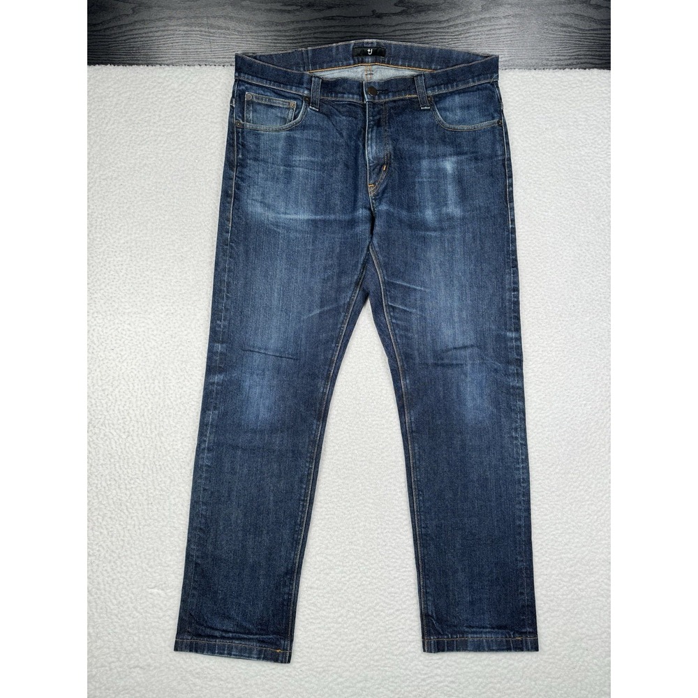 Uniqlo +J Jil Sander Selvedge Dark Denim Blue Jeans Straight 36x34 (Fits 35x30)
